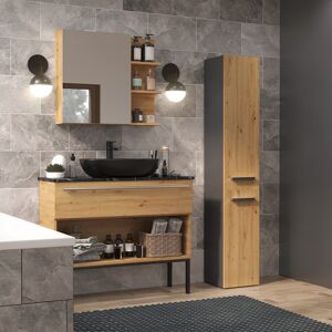 Greensite Riano MIX Nel II fürdőszoba szekrény, 31x174x30 cm, antracit-tölgy Image