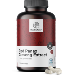 HealthyWorld® Red Panax Ginseng - 600 mg vörös ginzeng kivonat, 120 kapszula Image