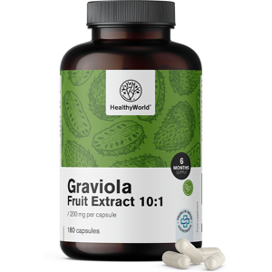 HealthyWorld® Graviola 200 mg – 10:1 kivonat, 180 kapszula Image