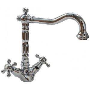 Porta&bini Miscelatore Per Lavabo Cromato  Serie Old Fashion Rubinetto Classico E Vintage E Retrò A Bocca Girevole Image