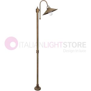 IRIS Luce Vintage Fienile Lampione Da Esterno In Ottone Anticato Stile Rustico H. 210 Cm Image