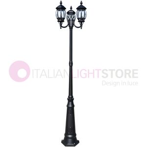 LIBERTI LAMP linea GARDEN Enea Lampione A 3 Luci H.242 In Alluminio Per Esterno Viale Giardino Nero Image