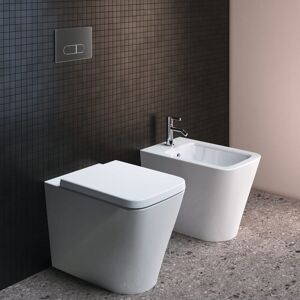 "Sanitari filo muro Ideal Standard Blend Cube vaso AquaBlade bidet e coprivaso rallentato Coprivaso Avvolgente Rallentato T376001" Image