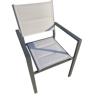 Sedia da giardino impilabile Alissa in alluminio bianco con seduta tortora 6 pz Image