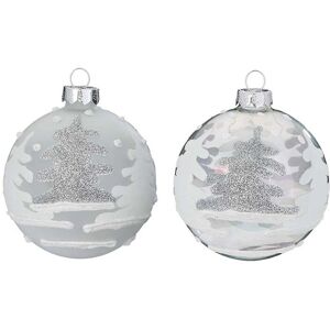 Pallina di Natale in vetro con decori semi trasparente Ø 8 cm Image