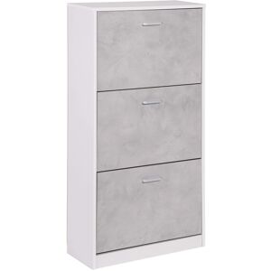 Scarpiera 3 ante in MDF 115x60x24 cm bianco e cemento Image
