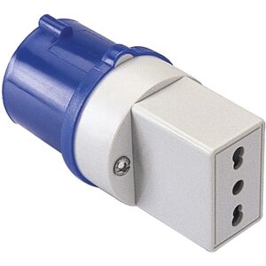 Adattatore industriale spina 16 A 2P+T e 1 presa bivalente IP20 blu Image