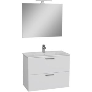 Mobile bagno con lavabo e specchio LED sospeso Stella 80x66x42 cm bianco Image