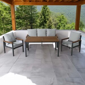 Salotto da giardino Maycroft in legno e alluminio antracite 5 posti Image