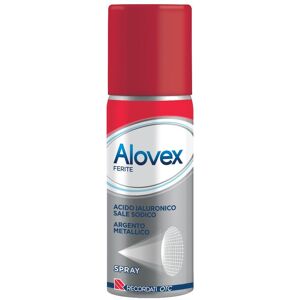 Recordati spa Alovex Ferite Spray 125ml Con Acido Ialuronico E Argento Metallico Per Ferite, Tagli, Abrasioni Ed Escoriazioni Ustioni E Ulcere; Piede Diabetico, Piede Dell'atleta E Piaghe Da Decubito Image