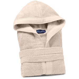 Accappatoio con Cappuccio in Cotone Soft S Spugnissima Tinta Unita Crema Caleffi Image