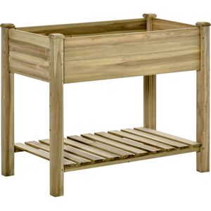 Outsunny Letto per Orto Rialzato in Legno con Ripiano Inferiore, Fioriera da Esterno Portapiante per Giardino e Balcone, 91x51x76cm Aosom Image