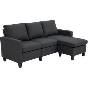 Homcom Divano Letto angolare con Rivestimento Effetto Lino, 197x139x91 cm, Grigio Image