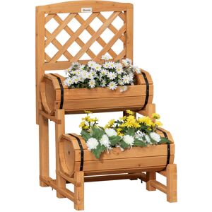 Outsunny Fioriera da Esterno a Mezza Botte in Legno d'Abete con Design Verticale Rialzato, 45x45x80 cm Aosom Image