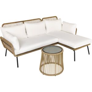 Outsunny Set da Giardino in Rattan Stile Boho Chic con Divano Angolare e e Tavolino, Beige e Caffè Image