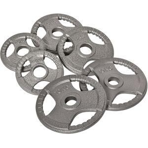 Homcom Set di 6 Dischi Palestra da 2.5kg/5kg/10kg in Acciaio con Foro Փ5.4cm per Bilanciere e Manubri, Argento Aosom Image