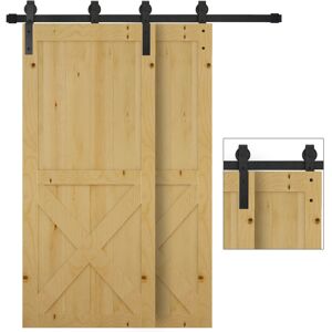 Homcom Kit Porta Scorrevole in Acciaio con Binario, Rulli, Fermi, Guide, Bulloni e Viti, 200x0.6x4 cm, Nero Image