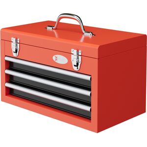 Durhand Cassetta Porta Attrezzi con 3 Cassetti e Vano Superiore in Acciaio con Maniglia, 45x24x27cm, Rosso Aosom Image