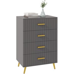 Homcom Cassettiera 4 Cassetti Moderna con Guide in acciaio e maniglie in alluminio, piedini antiscivolo,60x40x90 cm, oro Grigio Scuro Aosom Italy Image
