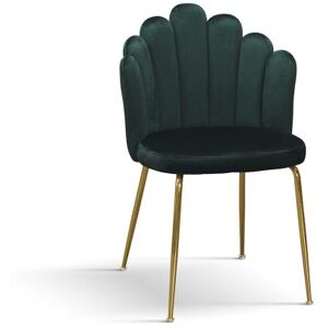 Pazzo Design Sedia Sissi Verde set da 4 in velluto e gambe in metallo Image