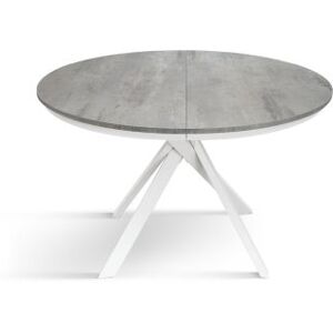 Pazzo Design Tavolo Allungabile con Gambe Incrociate rotondo, Made in Italy, Basamento bianco, Grigio cemento Image