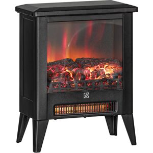Homcom Caminetto Elettrico da 1800W con Effetto Fiamma a 3 Intensità, in Metallo e Vetro, 36x21x47 cm, Nero Image