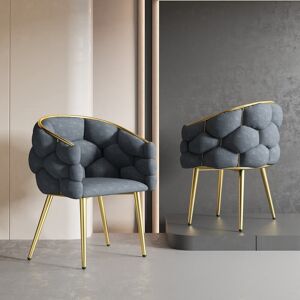 Fc Sedia Imbottita in Velluto con Struttura Dorata, Supporti Regolabili delle Gambe Anteriori, per Sala da Pranzo, 50×47×80 cm, Grigio   Aosom Italy Image
