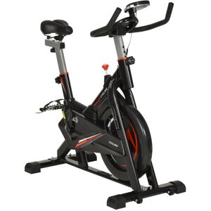 Homcom Cyclette da Camera per Allenamento in Acciaio Nero con Supporto per Cellulare, Monitor LCD, Manubrio e Resistenza Regolabile, Volano 10kg Aosom Image