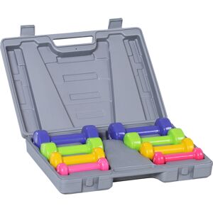 Homcom Manubri Pesi, Set Manubri Palestra da 10kg con Valigetta 4 Paia di Manubri Colorati (2x0.5kg, 2x1kg, 2x1.5kg, 2x2kg) Aosom Image
