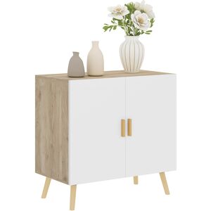 Homcom Mobile Multiuso con Ripiano Regolabile su 3 Livelli e Base Rialzata, in Legno, 76x41.2x74 cm, Bianco e Rovere   Aosom Italy Image
