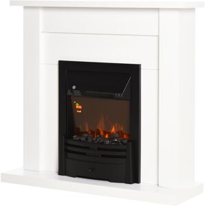 Homcom Camino Elettrico, 1000W e 2000W, effetto fiamma 5 livelli, telecomando, vetro temperato, bianco, 102 x 30 x 95cm Image