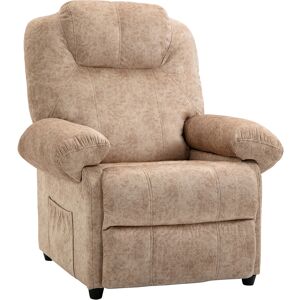 Homcom Poltrona Relax Reclinabile Manuale in Tessuto con Poggiapiedi Estraibile e Tasca Laterale, Beige Image