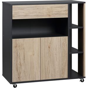 Homcom Armadietto Multiuso su Ruote per Cucina in Legno Compatto e Versatile per Ottimizzare Spazio e Organizzazione in Cucina 80x39x86.5 cm Aosom Image