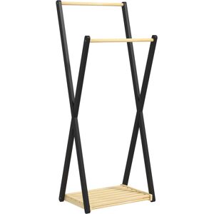 Homcom Appendiabiti da Terra in Legno con 2 Barre e Ripiano Inferiore Design Moderno, 61x45x152cm Aosom Image