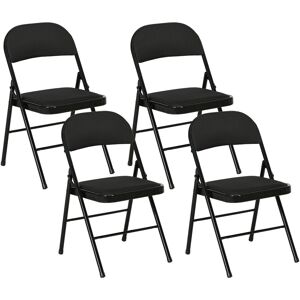 Homcom Set di 4 Sedie Pieghevoli con Seduta Imbottita in poliestere e Struttura in Acciaio, Nero Image