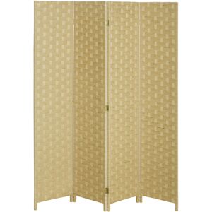 Homcom Paravento Separé da Interno a 4 Ante in Legno, Pieghevole e Salvaspazio Altezza 170cm, Marrone Image