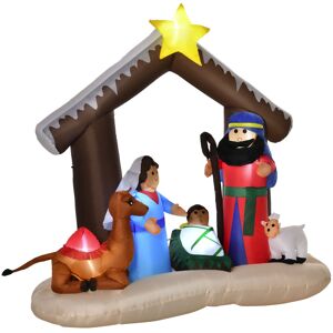 Homcom Presepe di Natale Gonfiabile 183cm con 5 Luci LED e Gonfiatore Integrati, Decorazione Natalizia da Esterno Aosom Image