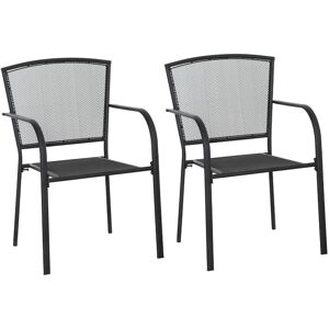 Outsunny Set 2 Sedie da Giardino in Metallo, Sedute Esterno Resistenti, Ideali per Cortile, Patio, Terrazza - Nero Aosom Image