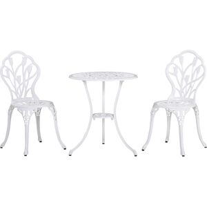 Outsunny Set da Giardino 3 Pezzi in Alluminio con 2 Sedie 42.5x47.5x89 cm e Tavolino Rotondo Ø60x67 cm, Bianco Image