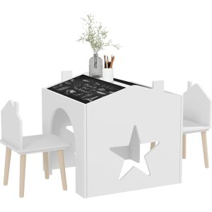 Aiyaplay Set con 2 Sedie per Bambini e Tavolino con Lavagna per Cameretta e Asilo, Età 3-8 Anni, Bianco Image
