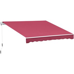 Outsunny Tenda da Sole per Esterno Avvolgibile a Manovella in Metallo e Alluminio, 395x245cm, Rosso Scuro Aosom Image