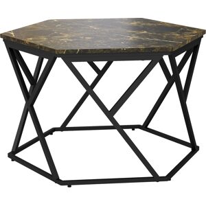 Homcom Tavolino da Salotto Moderno con Piano Effetto Marmo e Struttura in MDF e Acciaio, 81x70x51.2 cm, Nero Aosom Image
