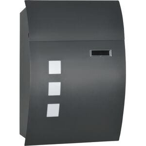 Homcom Cassetta Postale Ricurva in Acciaio Zincato con 3 Fessure e 2 Chiavi di Sicurezza 45x10x32 cm, Grigio Aosom Image
