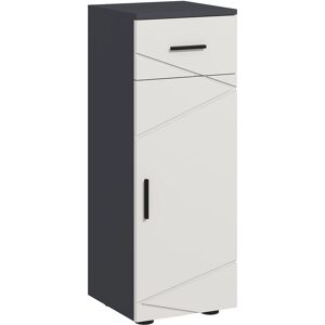 Kleankin Mobiletto Bagno in Truciolato con Cassetto e Armadietto a 2 Livelli Regolabili, 30x30x82 cm, Grigio Aosom Image