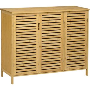 Homcom Mobile Scarpiera a 8 Ripiani su 3 Livelli con Maniglie, in Bambù, 100x35x80 cm, color Legno Aosom Image