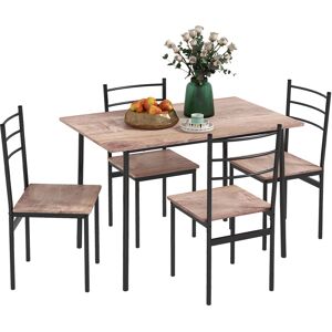 Homcom Set Tavolo e Sedie 5 Pezzi Salvaspazio con Tavolo da Cucina Rettangolare e 4 Sedie Moderne, in MDF e Acciaio Aosom Image