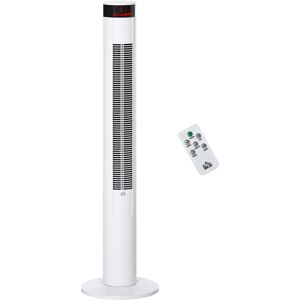 Homcom Ventilatore a Colonna 45W Alto 117cm con 3 Velocità, 4 Modalità, Timer 12h, Oscillazione 70°, Pannello LED e Telecomando, Bianco   Aosom Image