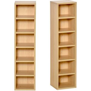 Homcom Scaffale Porta CD Set di 2 Pezzi con 6 Ripiani 102 CD da Casa in Legno MDF  Legno Naturale Image