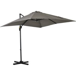 Outsunny Ombrellone da Giardino a Manovella 2.5x2.5 m con Rotazione 360° e Parasole Regolabile, Grigio Chiaro Image