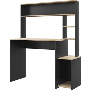Homcom Scrivania Moderna con Ripiani e Supporto per CPU in Legno, 114x45x138cm, Grigio e Legno Naturale Aosom Image